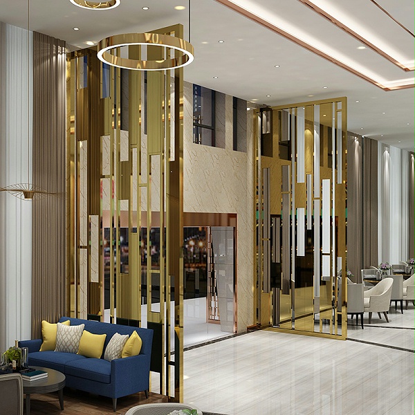 进户门简约半岛体肓官网装饰隔断金属卧室客厅钛金现代屏风玻璃轻奢玄关